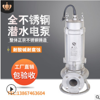 全不锈钢污水泵 304耐腐蚀化工厂废水处理泵 316耐酸碱海水潜污泵图3