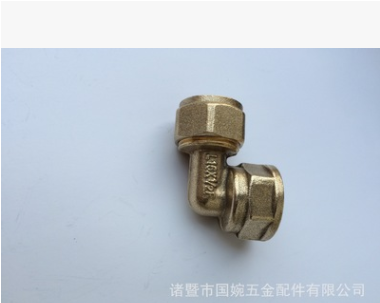 铝塑管铜接头 国巨 厂家直销 L16*1/2F内丝弯头 卡套式铜管件图2