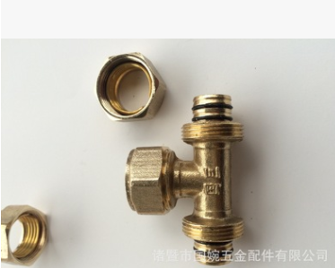 国巨T162025等径三通 卡套式铜管件 铝塑管铜接头图2