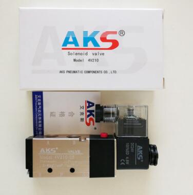 AKS气动电磁阀4V210-08气阀AC220V\DC24V二位五通亚德客型换向阀