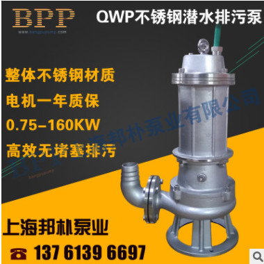 专业供应WQP不锈钢排污泵 QWP不锈钢潜水排污泵 不锈钢污水泵