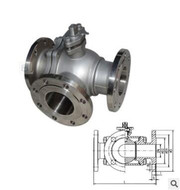 L型法兰三通球阀Q44F T型三通法兰球阀Q45F 手动不锈钢铸钢阀门