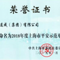 连成集团荣获2018年度上海市平安示范单位称号