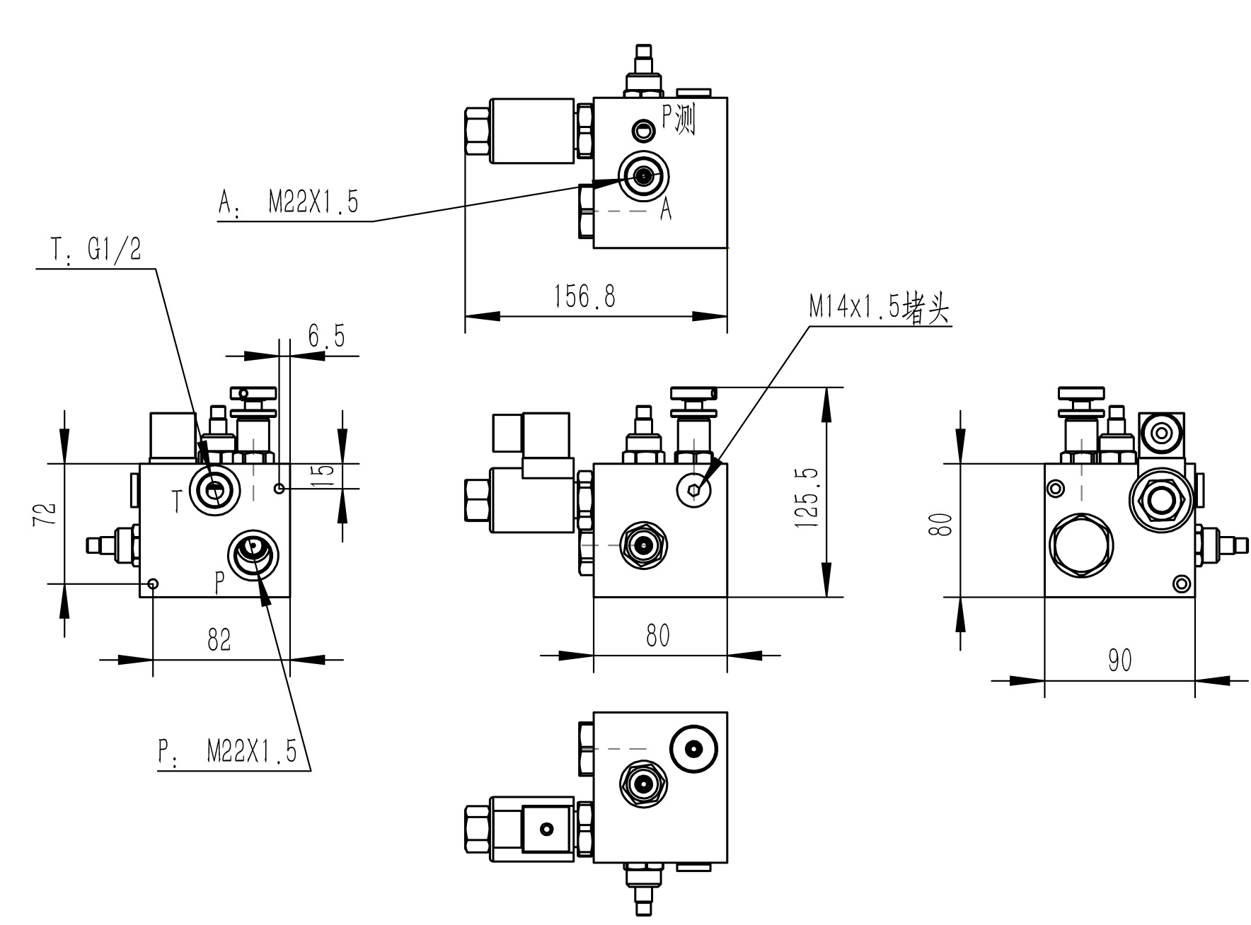 液压系统12通经系列升降阀块LLC003-2L带全套插装阀管式链接厂家
