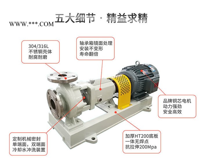 JiangNan/江南泵业 不锈钢化工离心泵 烟气脱硫专用泵 耐腐蚀江南泵阀 JIH40-25-200图1