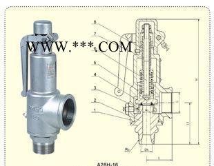 蒸汽用带手柄全启式永一安全阀A28H-16   氢气安全阀A