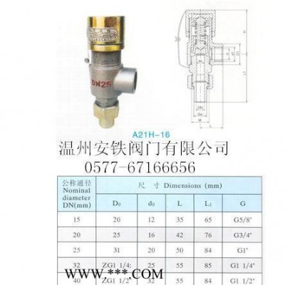 A21W/H-40R-DN20安全阀/供应CF3材质安全阀