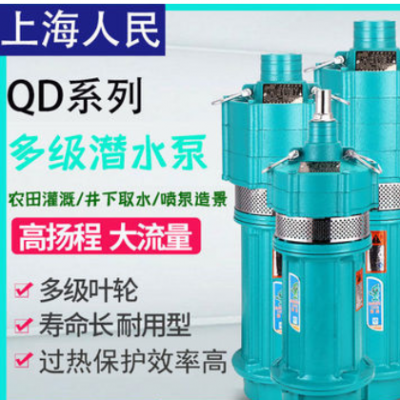 上海人民多级潜水泵高扬程家用抽水机深井农用灌溉大流量小老鼠泵