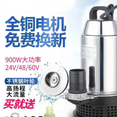 48V60V电动车直流潜水泵家用小型便捷式抽水机农用浇灌大功率水泵