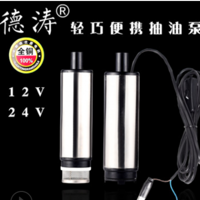 微型水泵12V24V直流抽油泵 抽柴油不锈钢加油家用油桶潜油泵