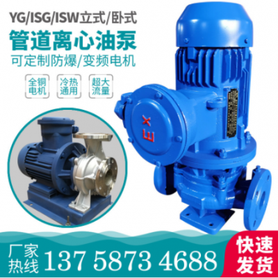 YG立式管道油泵防爆单级离心泵输油泵 铜叶轮汽油煤油柴油管道泵