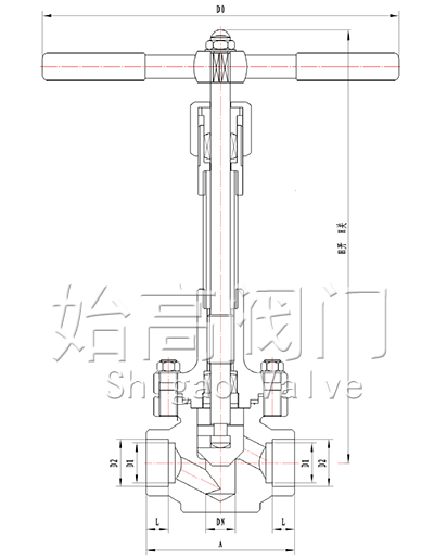 超低温高压截止阀尺寸图