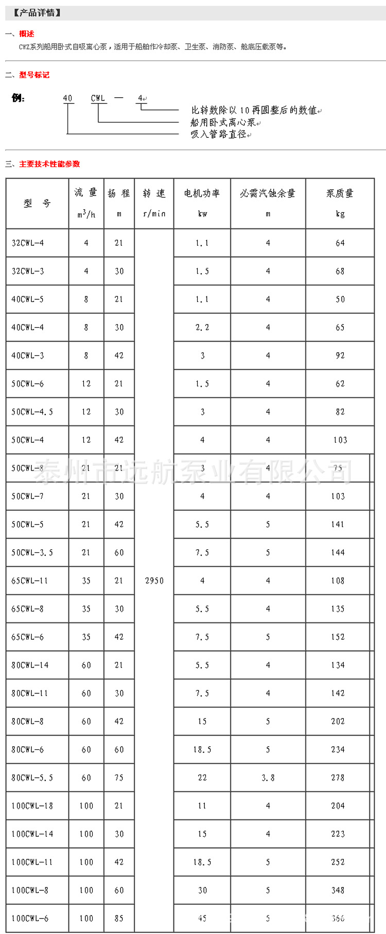 CWZ系列船用卧式自吸离心泵2