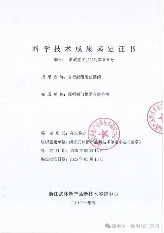 自密封耐用止回阀：高效密封，便捷生产